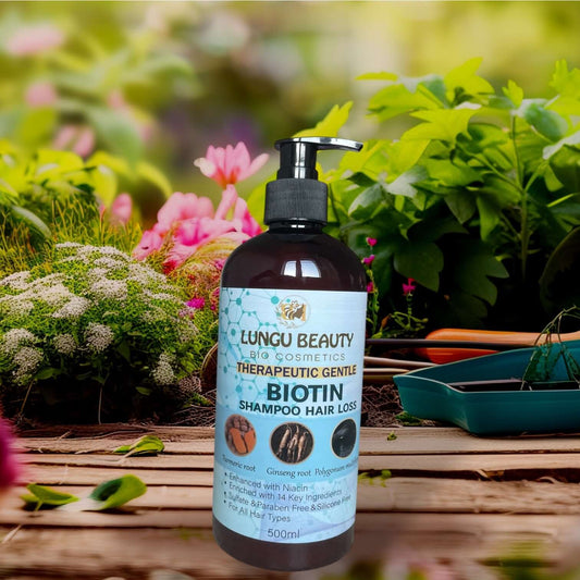 Lunu Beauty Gentle Therapeutic Shampoo with Biotin 500ml, promotes hair growth and prevents hair loss.