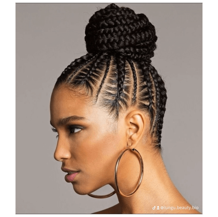 Our Services | Braids & Hair Extensions - elegant braided updo hairstyle with intricate details and accessories.
