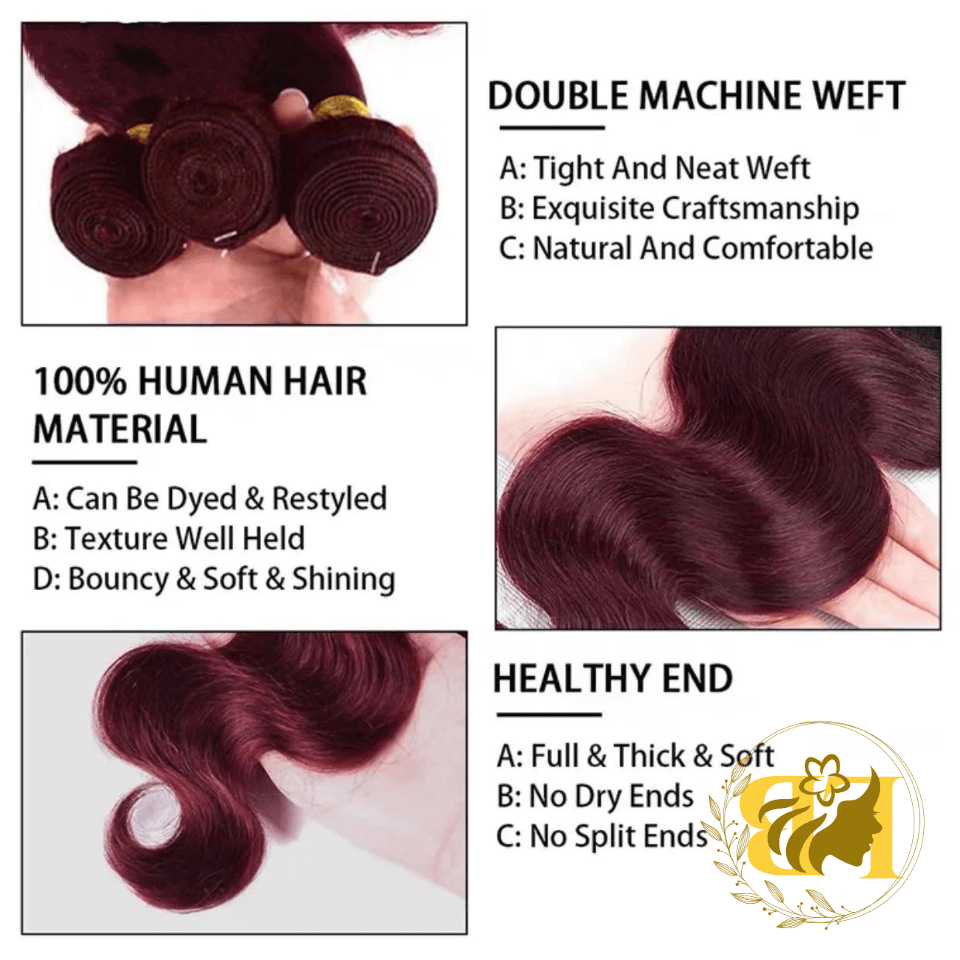 Virgin Vietnamese hair extensions with double machine weft and healthy ends, 100% human hair material.