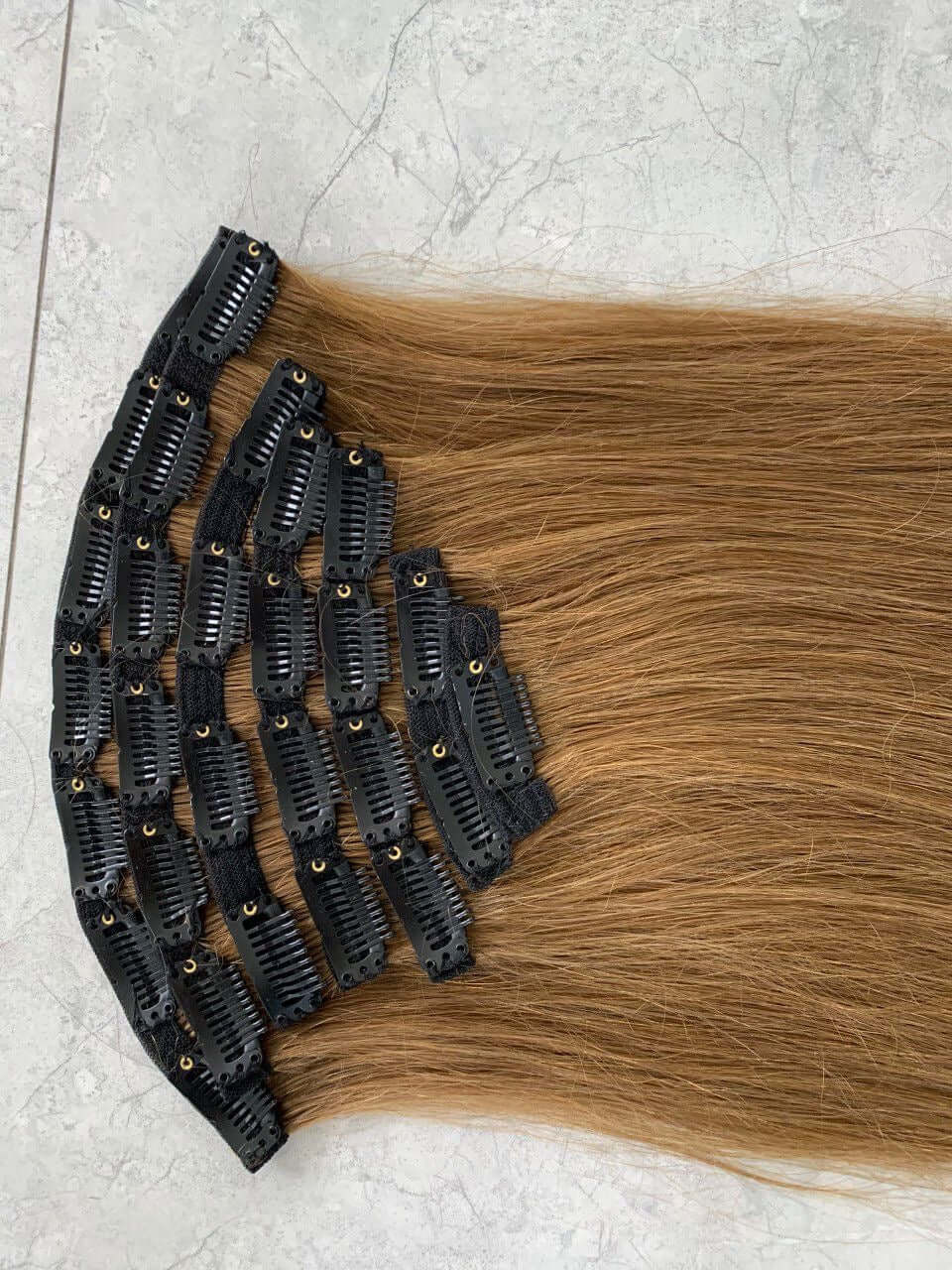 Clip-In & Ponytail Hair Extensions showcasing luxurious, silky Vietnamese human hair with clips.